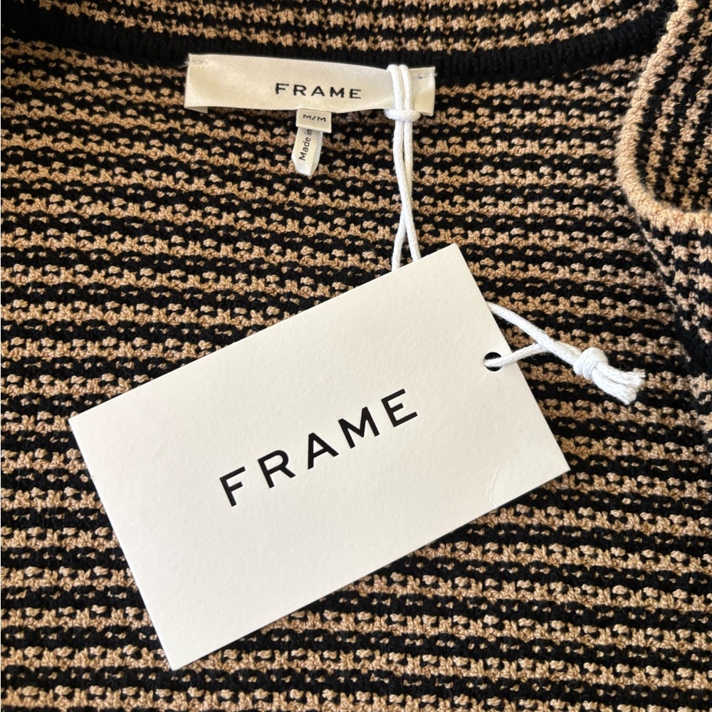 Frame Compact Stripe Black and Brown Knit Cardigan - Picture 3 of 4